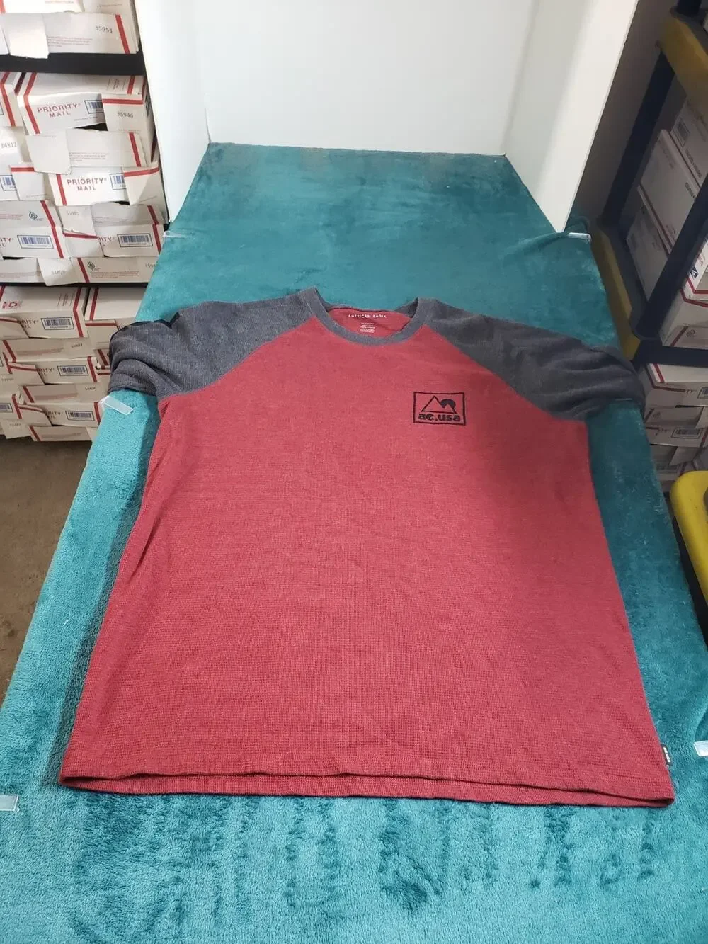 American Eagle Shirt Size 2XL XXL Mens Red Long Sleeve Thermal Winter Logo
